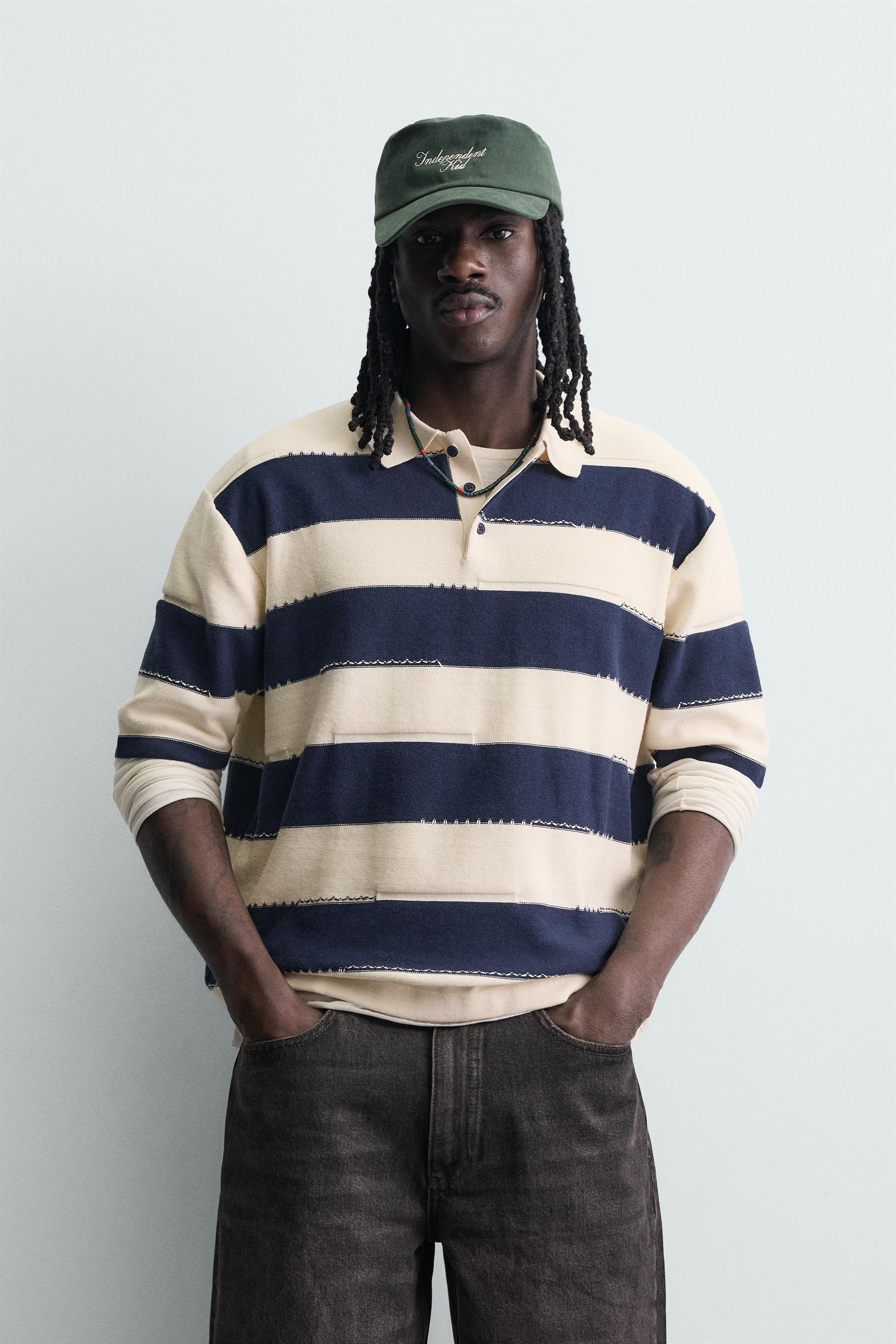 POLO EN MAILLE À RAYURES IRRÉGULIÈRES